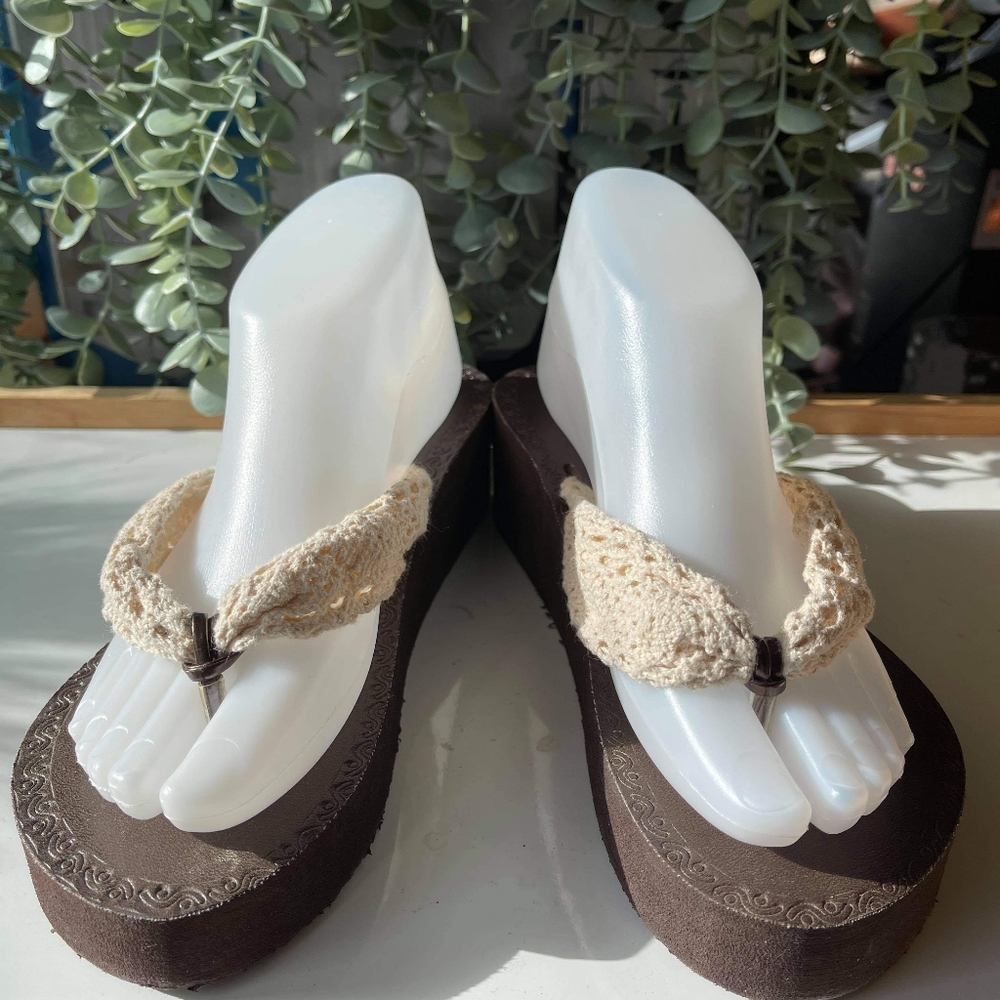 Women's slides, crochet straps